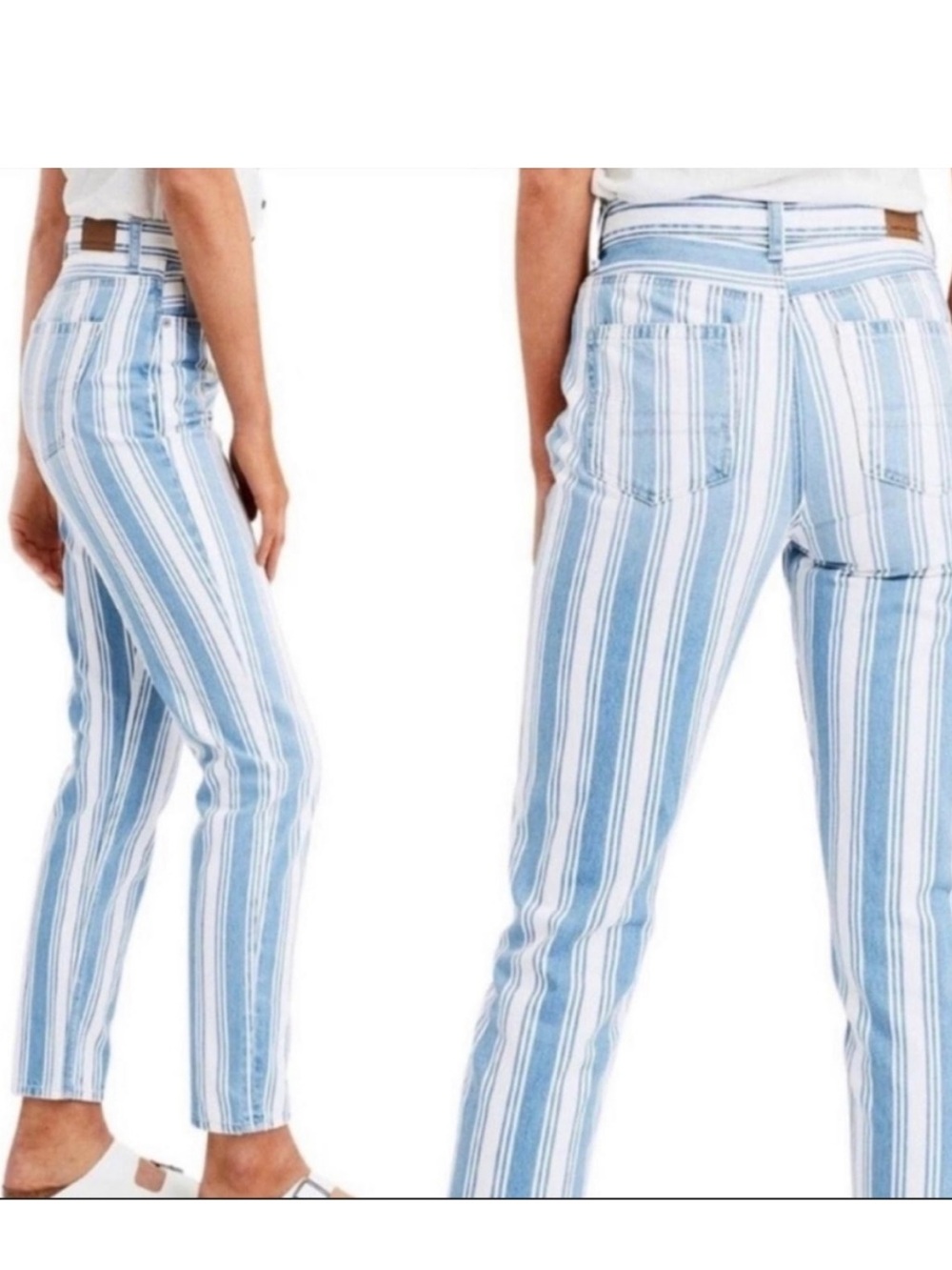 American Eagle mom jeans in blue and white stripes - 6